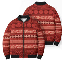 Fiji Marau na Kerisimasi Bomber Puffer Jacket Red Tapa Masi Inspired Christmas LT9 - Polynesian Pride