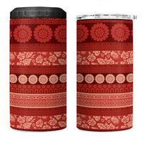 Fiji Marau na Kerisimasi 4 in 1 Can Cooler Tumbler Red Tapa Masi Inspired Christmas - Polynesian Pride