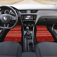 Fiji Marau na Kerisimasi Car Mats Red Tapa Masi Inspired Christmas LT9 Set 2pcs - Front Red - Polynesian Pride