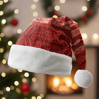 Fiji Marau na Kerisimasi Christmas Santa Hat Red Tapa Masi Inspired Christmas LT9 Without Fur Red - Polynesian Pride