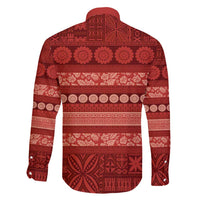 Fiji Marau na Kerisimasi Family Matching Off Shoulder Short Dress and Hawaiian Shirt Red Tapa Masi Inspired Christmas - Polynesian Pride