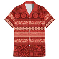 Fiji Marau na Kerisimasi Family Matching Short Sleeve Bodycon Dress and Hawaiian Shirt Red Tapa Masi Inspired Christmas - Polynesian Pride