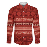 Fiji Marau na Kerisimasi Family Matching Summer Maxi Dress and Hawaiian Shirt Red Tapa Masi Inspired Christmas - Polynesian Pride
