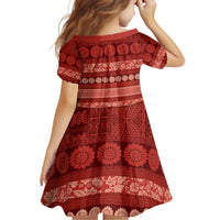Fiji Marau na Kerisimasi Family Matching Tank Maxi Dress and Hawaiian Shirt Red Tapa Masi Inspired Christmas - Polynesian Pride