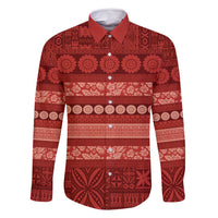 Fiji Marau na Kerisimasi Family Matching Tank Maxi Dress and Hawaiian Shirt Red Tapa Masi Inspired Christmas - Polynesian Pride