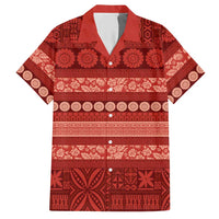 Fiji Marau na Kerisimasi Hawaiian Shirt Red Tapa Masi Inspired Christmas LT9 Red - Polynesian Pride