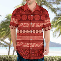 Fiji Marau na Kerisimasi Hawaiian Shirt Red Tapa Masi Inspired Christmas LT9 - Polynesian Pride