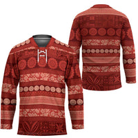 Fiji Marau na Kerisimasi Hockey Jersey Red Tapa Masi Inspired Christmas LT9 - Polynesian Pride