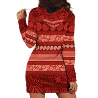 Fiji Marau na Kerisimasi Hoodie Dress Red Tapa Masi Inspired Christmas - Polynesian Pride