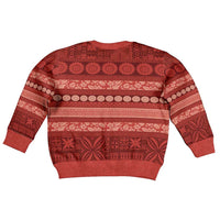 Fiji Marau na Kerisimasi Kid Ugly Christmas Sweater Red Tapa Masi Inspired Christmas LT9 - Polynesian Pride