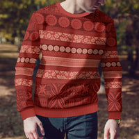 Fiji Marau na Kerisimasi Ugly Christmas Sweater Red Tapa Masi Inspired Christmas - Polynesian Pride