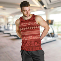 Fiji Marau na Kerisimasi Men Tank Top Red Tapa Masi Inspired Christmas LT9 Red - Polynesian Pride