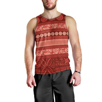 Fiji Marau na Kerisimasi Men Tank Top Red Tapa Masi Inspired Christmas LT9 - Polynesian Pride