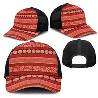 Fiji Marau na Kerisimasi Mesh Trucker Cap Red Tapa Masi Inspired Christmas LT9 - Polynesian Pride