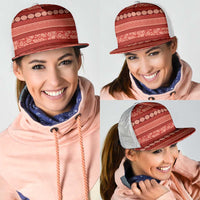 Fiji Marau na Kerisimasi Mesh Trucker Cap Red Tapa Masi Inspired Christmas LT9 - Polynesian Pride