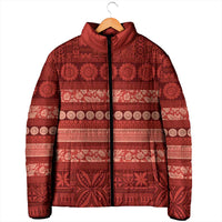 Fiji Marau na Kerisimasi Padded Jacket Red Tapa Masi Inspired Christmas LT9 - Polynesian Pride