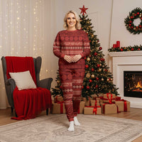 Fiji Marau na Kerisimasi Christmas Pajama Set Red Tapa Masi Inspired Christmas LT9 Women Red - Polynesian Pride