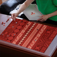Fiji Marau na Kerisimasi Puzzle Red Tapa Masi Inspired Christmas LT9 - Polynesian Pride