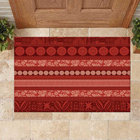 Fiji Marau na Kerisimasi Rubber Doormat Red Tapa Masi Inspired Christmas LT9 Red - Polynesian Pride