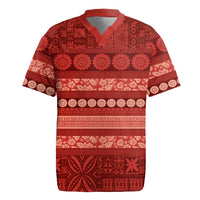 Fiji Marau na Kerisimasi Rugby Jersey Red Tapa Masi Inspired Christmas LT9 Red - Polynesian Pride