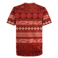 Fiji Marau na Kerisimasi Rugby Jersey Red Tapa Masi Inspired Christmas LT9 - Polynesian Pride