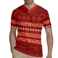 Fiji Marau na Kerisimasi Rugby Jersey Red Tapa Masi Inspired Christmas LT9 - Polynesian Pride