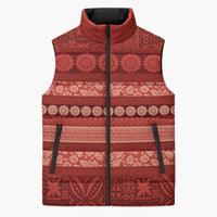 Fiji Marau na Kerisimasi Sleeveless Puffer Jacket Red Tapa Masi Inspired Christmas LT9 Unisex Red - Polynesian Pride