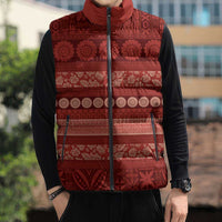 Fiji Marau na Kerisimasi Sleeveless Puffer Jacket Red Tapa Masi Inspired Christmas LT9 - Polynesian Pride