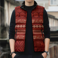Fiji Marau na Kerisimasi Sleeveless Puffer Jacket Red Tapa Masi Inspired Christmas LT9 - Polynesian Pride