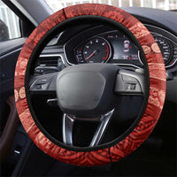 Fiji Marau na Kerisimasi Steering Wheel Cover Red Tapa Masi Inspired Christmas LT9 - Polynesian Pride