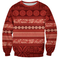 Fiji Marau na Kerisimasi Sweatshirt Red Tapa Masi Inspired Christmas LT9 Unisex Red - Polynesian Pride