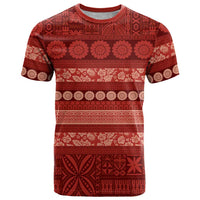 Fiji Marau na Kerisimasi T Shirt Red Tapa Masi Inspired Christmas LT9 Red - Polynesian Pride