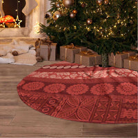 Fiji Marau na Kerisimasi Tree Skirt Red Tapa Masi Inspired Christmas LT9 - Polynesian Pride