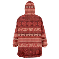 Fiji Marau na Kerisimasi Wearable Blanket Hoodie Red Tapa Masi Inspired Christmas - Polynesian Pride
