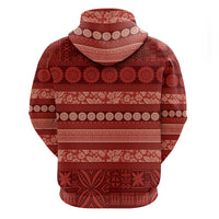 Fiji Marau na Kerisimasi Zip Hoodie Red Tapa Masi Inspired Christmas LT9 - Polynesian Pride