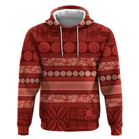 Fiji Marau na Kerisimasi Zip Hoodie Red Tapa Masi Inspired Christmas LT9 Pullover Hoodie Red - Polynesian Pride