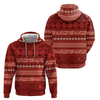 Fiji Marau na Kerisimasi Zip Hoodie Red Tapa Masi Inspired Christmas LT9 - Polynesian Pride