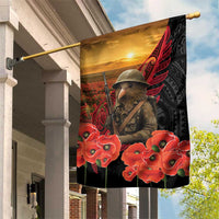 Maori Kiwi Soldier Fern Tattoo ANZAC Day Garden Flag Lest We Forget LT9 House Flag Black - Polynesian Pride