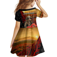 Maori Kiwi Soldier Fern Tattoo ANZAC Day Kid Short Sleeve Dress Lest We Forget LT9 - Polynesian Pride