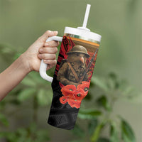 Maori Kiwi Soldier Fern Tattoo ANZAC Day Tumbler With Handle Lest We Forget LT9 - Polynesian Pride