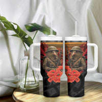 Maori Kiwi Soldier Fern Tattoo ANZAC Day Tumbler With Handle Lest We Forget LT9 - Polynesian Pride