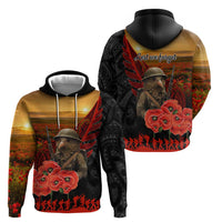 Maori Kiwi Soldier Fern Tattoo ANZAC Day Zip Hoodie Lest We Forget