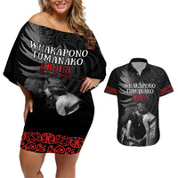 New Zealand Mother's Day Couples Matching Off Shoulder Short Dress and Hawaiian Shirt Maori Hongi Aroha Ahau Ki A Koe Mama