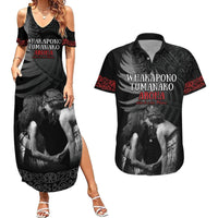New Zealand Mother's Day Couples Matching Summer Maxi Dress and Hawaiian Shirt Maori Hongi Aroha Ahau Ki A Koe Mama LT9 Black - Polynesian Pride