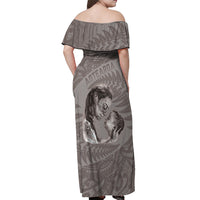 New Zealand Mother's Day Off Shoulder Maxi Dress Maori Mo Toku Mama Silver Fern