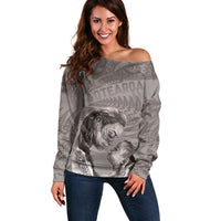 New Zealand Mother's Day Off Shoulder Sweater Maori Mo Toku Mama Silver Fern
