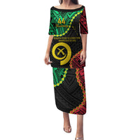 Personalised Vanuatu 44th Anniversary Family Matching Puletasi and Hawaiian Shirt Tugeta Yumi Selebretem Indipendens Dei
