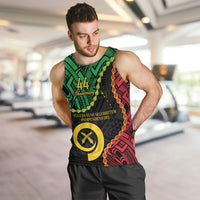 Personalised Vanuatu 44th Anniversary Men Tank Top Tugeta Yumi Selebretem Indipendens Dei LT9 Black - Polynesian Pride