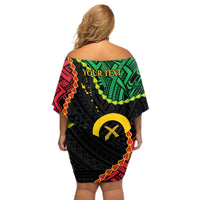 Personalised Vanuatu 44th Anniversary Off Shoulder Short Dress Tugeta Yumi Selebretem Indipendens Dei LT9 - Polynesian Pride