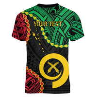 Personalised Vanuatu 44th Anniversary Women V-Neck T-Shirt Tugeta Yumi Selebretem Indipendens Dei